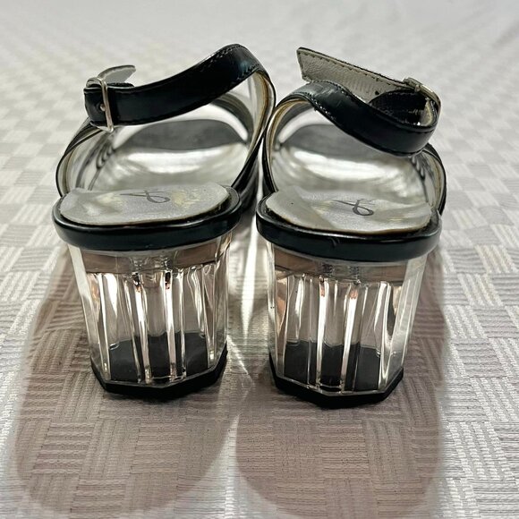 Size  7 Wide Annie Black & Clear High Heels with Silver Sole - Picture 7 of 10